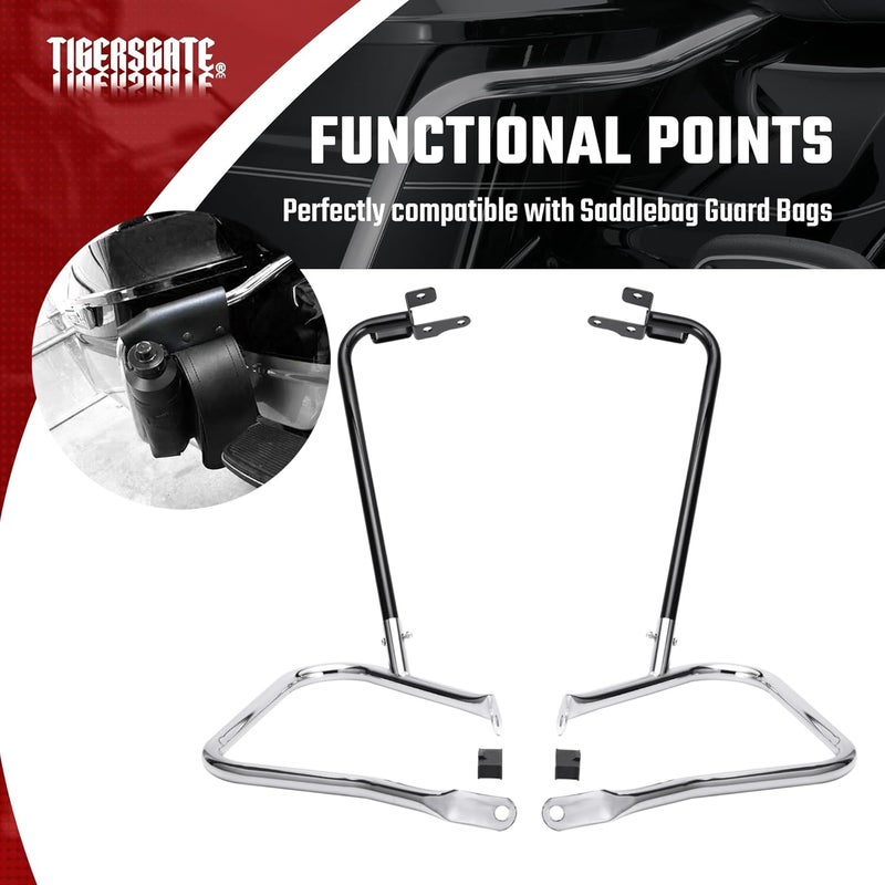 TIGERSGATE Chrome Rear Saddlebag Guards complete Kit for 2014-Later Harley Touring Street Road Glide Electra Glide Road King - Image 4